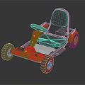 Red Go Kart With Black Seat Steering Wheel And Four Wheels Design
