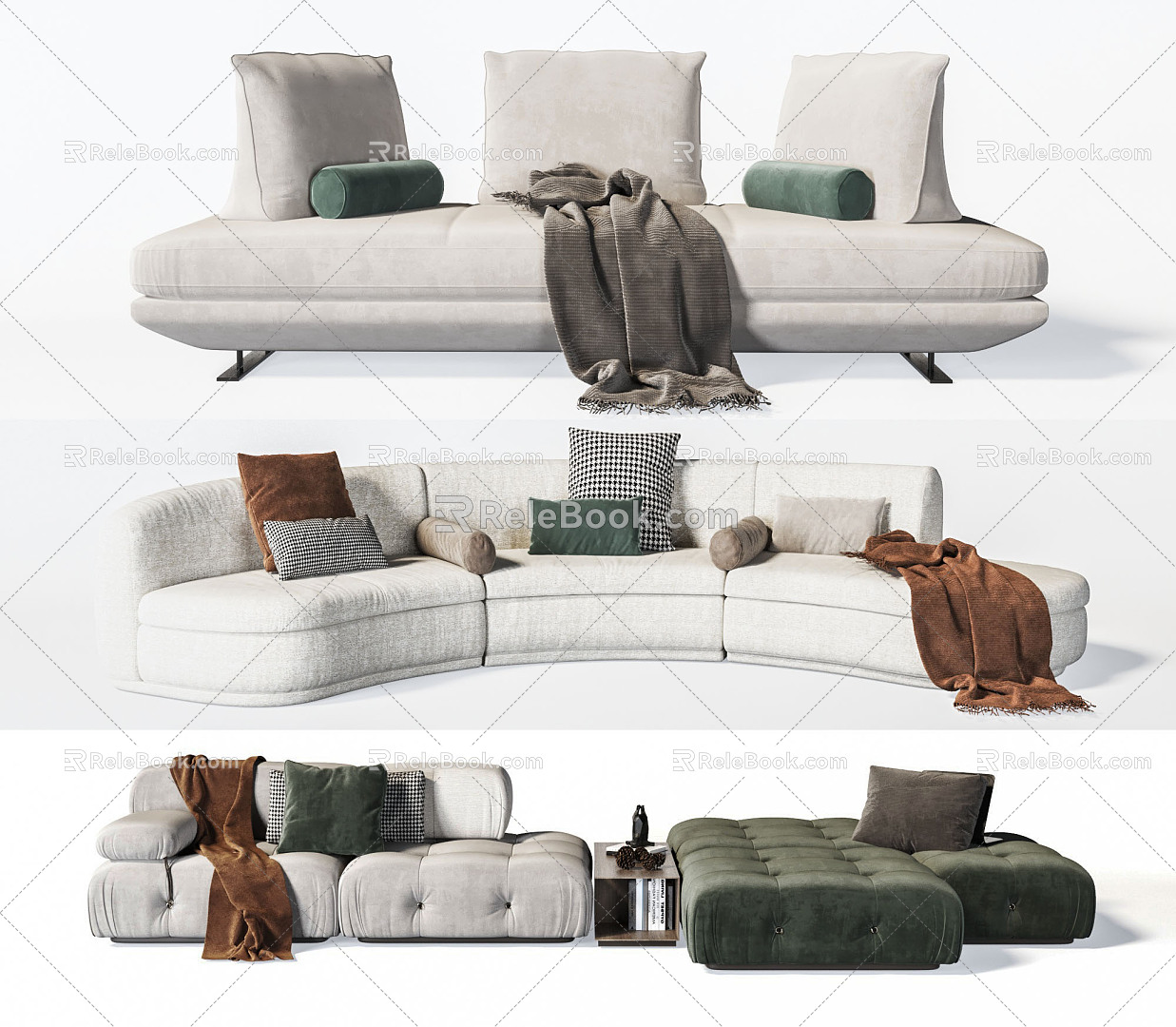 Modern Combination Sofa Multiplayer Sofa Double Sofa 3d model