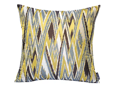 Accent Pillow With Yellow Blue Brown Geometric Ikat Pattern Modern Stylish Home Decor 3d model