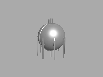 3D Model of Silver Sphere with Supporting Rods and Top Projection 3d model