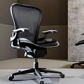 Modern Ergonomic Black Office Chair With Mesh Back Adjustable Armrests And Swivel Base