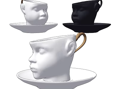 Modern Coffee Cup Creative Head Coffee Cup 3d model