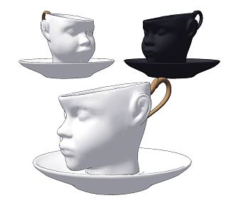 Modern Coffee Cup Creative Head Coffee Cup 3d model