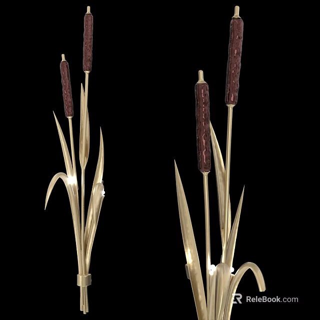 Reed Shaped Gold Wall Sconces With Modern LED Lighting For Indoor Decor 3d model 