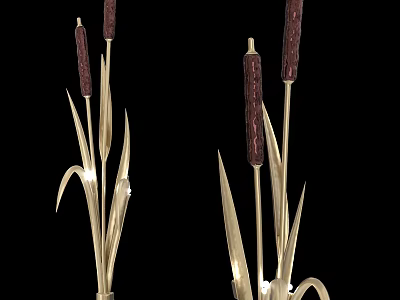 Reed Shaped Gold Wall Sconces With Modern LED Lighting For Indoor Decor 3d model