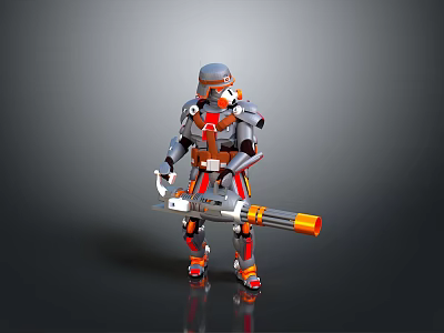Game Movie Sci Fi Combat Robot Character With Armor And Large Weapon 3d model