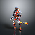 Game Movie Sci Fi Combat Robot Character With Armor And Large Weapon