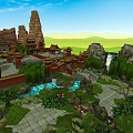 Game Scene Buddha Temple Scene 3d model