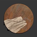 Round Wooden Stool with a Beige Cloth Draped Over the Seat and Solid Legs