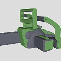 Green Industrial Chainsaw With Black Ergonomic Handle Sharp Steel Chain And Functional Design