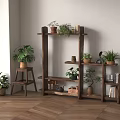 Wooden Indoor Plant Shelf With Potted Plants Decorative Items And Books