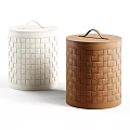Stylish Woven Storage Baskets With Lids And Handles In White And Brown