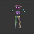 Trendy Purple Lingerie Set With Thigh High Boots And Wristband Accessories