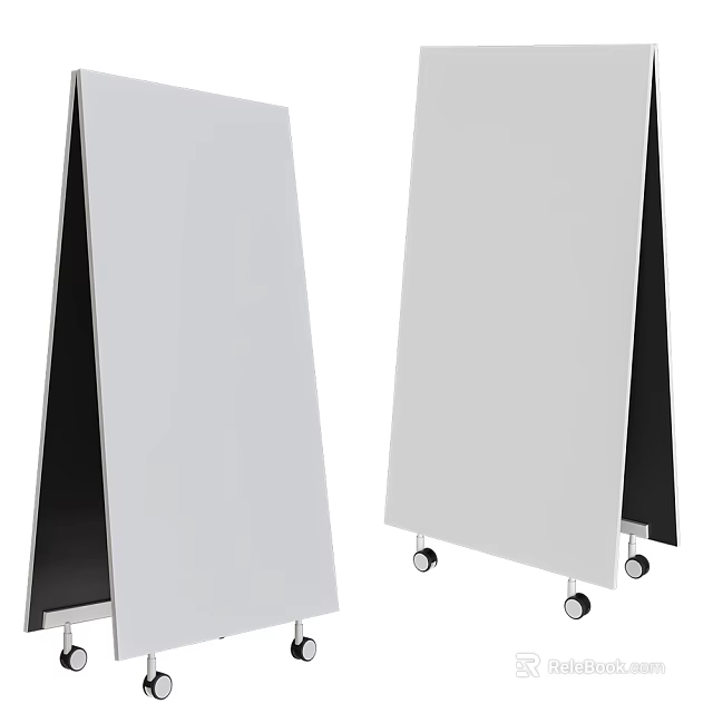 White Wheeled Vertical Display Stands for Music Instruments and Art Supplies 3d model 
