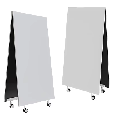 White Wheeled Vertical Display Stands for Music Instruments and Art Supplies 3d model