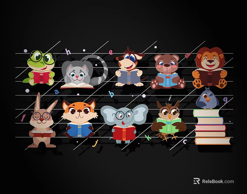 Cute Cartoon Animal Decorative Lights with Books Musical Notes and Adorable Design 3d model 