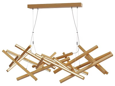 Unique Modern Artistic Chandelier Featuring Intersecting Golden Metal Bars 3d model