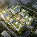 Modern Industrial Factory Complex With Green Roofs And Landscaped Surrounding Roads