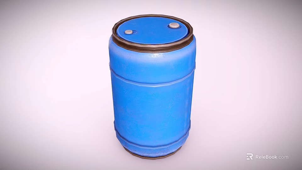 High Quality Blue Cylindrical Industrial Metal Drum For Efficient Liquid Storage Solution 3d model