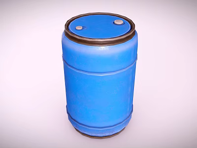 High Quality Blue Cylindrical Industrial Metal Drum For Efficient Liquid Storage Solution 3d model