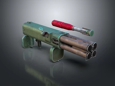 Green Multi Barrel Space Propulsion Device Design With Red Component 3d model