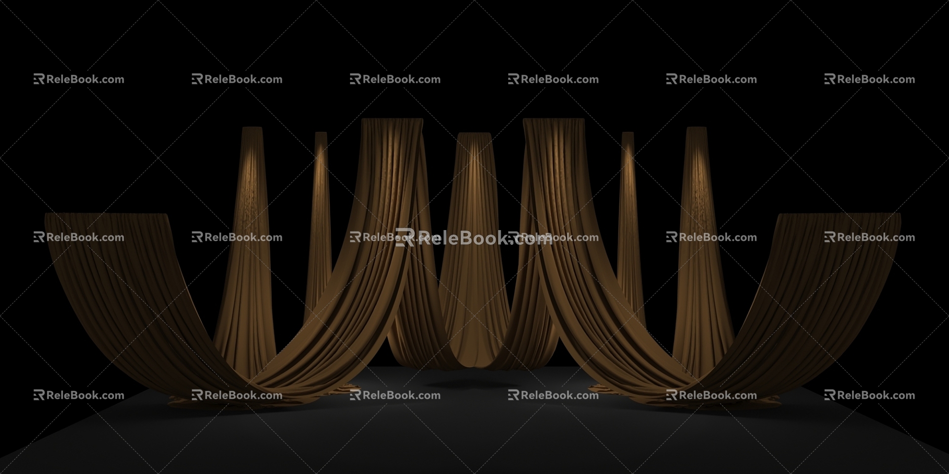 Wedding fabric curtain background stage 3d model