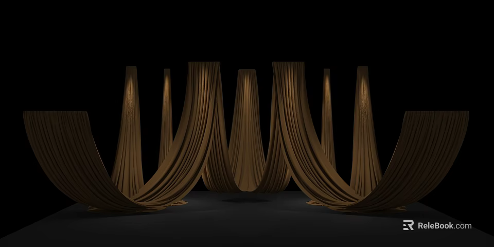 Luxurious Flowing Ceiling Drapery Design With Elegant Fabric And Warm Ambient Lighting 3d model 