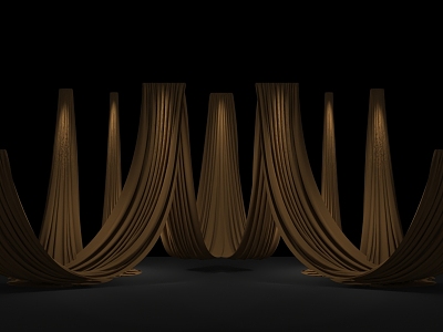 Wedding fabric curtain background stage 3d model