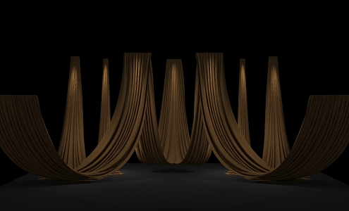 Wedding fabric curtain background stage 3d model