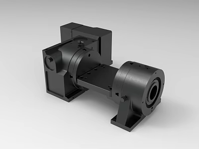 Industrial Equipment Precision Engineered Black Metal Gearbox Component With Flange For Machinery 3d model