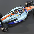 Orange And Gray Formula 1 Car Featuring ATLASSIAN Sponsors And Racing Tires