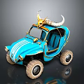 Unique Blue Cartoon Style Off Road Vehicle With Animal Skull Roof Decoration And Large Tires