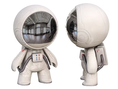 Two Piece Astronaut Decorative Figurine Set With White Reflective Helmet And Backpack Details 3d model