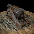 Military Vehicle Featuring Inspection Marked Vintage Cannon On Stone Pavement
