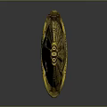 Golden Ancient Dagger with Intricate Carved Patterns on Blade and Decorated Hilt