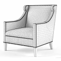 Modern Patterned Fabric Lounge Chair With Nailhead Trim And Wooden Legs