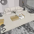 Modern Sofa Coffee Table Combination Sofa 3d model