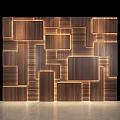 Modern Wooden Wall Design With Geometric Panels And Integrated Lighting Effects