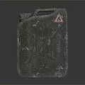 Worn Green Military Style Jerry Can With Warning Sign For Daily Use