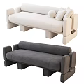 Multi Person Sofa In Light Beige And Dark Gray Modern Minimalist With Armrests And Cushions