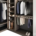 Modern Wardrobe Interior Design With Hanging Clothes Folded Items And Shoe Storage