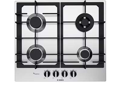 Stainless Steel Four Burner Gas Stove Kitchen Appliance With Control Knobs For Modern Kitchen 3d model