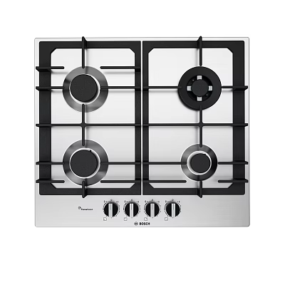Stainless Steel Four Burner Gas Stove Kitchen Appliance With Control Knobs For Modern Kitchen 3d model