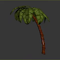 Realistic Palm Tree With Green Leaves And Red Trunk 3d model