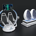 VR Immersive Amusement Rides With Circular Frame Screen And Egg Shaped Seats 3d model