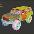 Orange Off Road Vehicle Model With Large Tires Silver Bumper And Red Interior