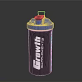 Shaker Bottle With Black Body And Blue Lid And Growth Supplements Text