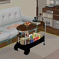 Stylish Rolling Wooden Side Table With Multi Layer Storage For Living Room Sofa Side Daily Use