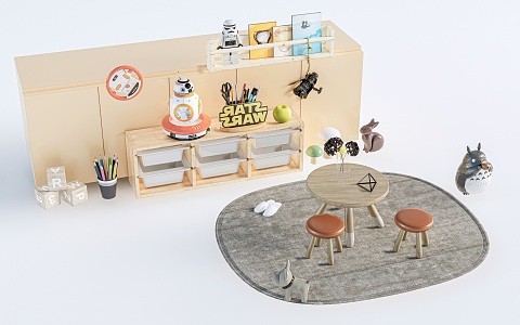 Modern Children's Tables and Chairs Children's Furniture Children's Toys Children's Ornaments 3d model