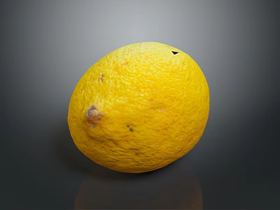 Ripe Fresh Yellow Lemon With Textured Surface On Dark Reflective Background 3d model